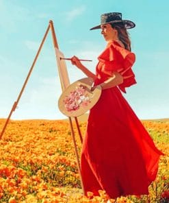 Artist In Poppy Field paint by numbers