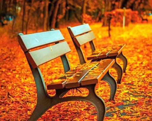 Autumn Benches paint by numbers