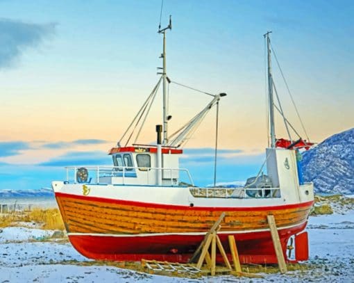 Boat Near Seashore paint by numbers