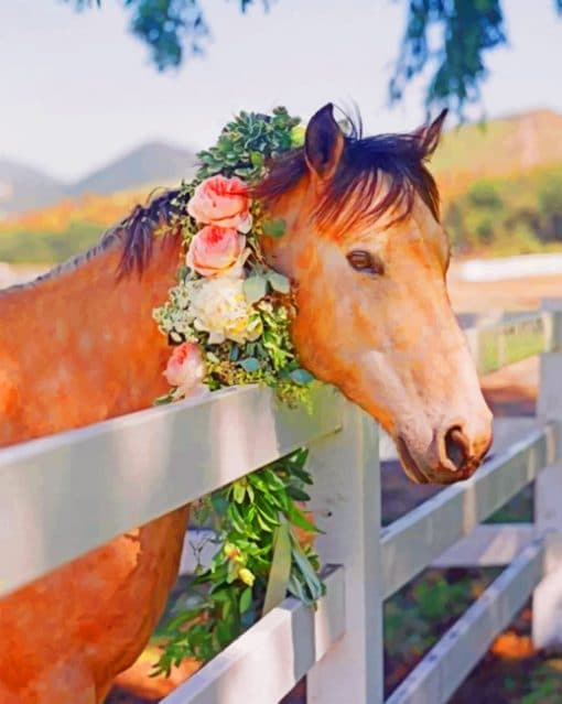 Horse With Flower Crown paint By Numbers