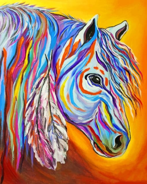 Colorful Native Horse paint by numbers