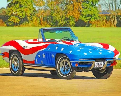 Corvette American Flag paint by numbers