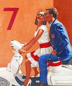 Couple On Motorcycle paint by numbers