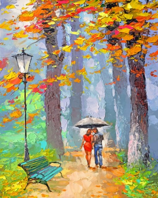 Couples Under Umbrella paint by numbers