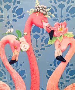 Floral Flamingos paint by numbers