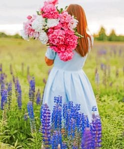 Girl Holding Flowers paint by numbers