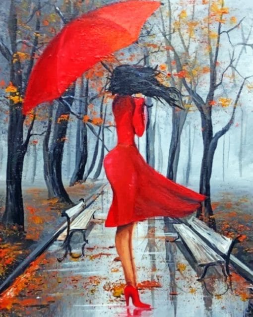 Girl In Rainy Day paint by numbers