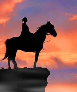 Girl On Horse Silhouette paint by numbers