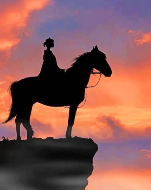 Girl On Horse Silhouette paint by numbers