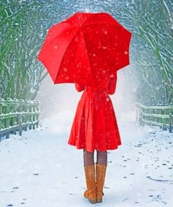 Girl With Red Umbrella paint by numbers