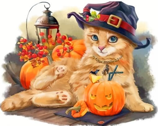 Halloween Cat paint by numbers