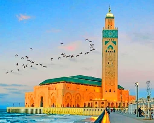 Hassan II Mosque Morocco paint by numbers