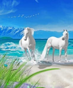 Horses On Beach paint by numbers