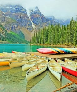 Kayaks In Moraine Lake paint by numbers