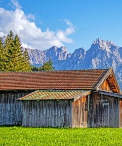 Mountain Barn paint by numbers