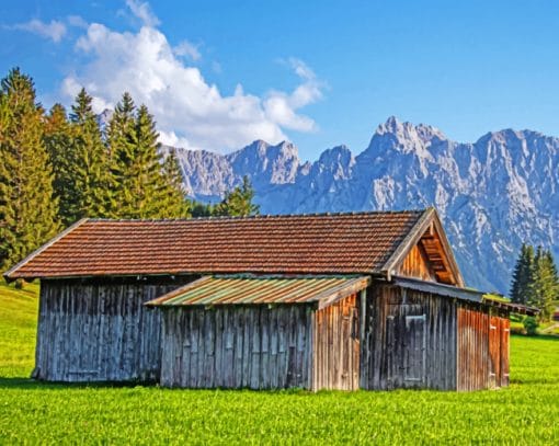 Mountain Barn paint by numbers