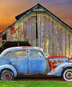 Old Barn And Car paint by numbers