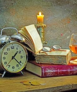 Old Books And Clock paint by numbers