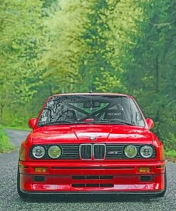 Red BMW M3 In Forest paint by numbers