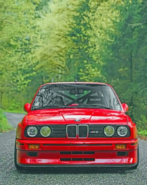 Red BMW M3 In Forest paint by numbers