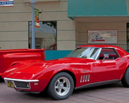 Red Classic Chevrolet Corvette paint by numbers