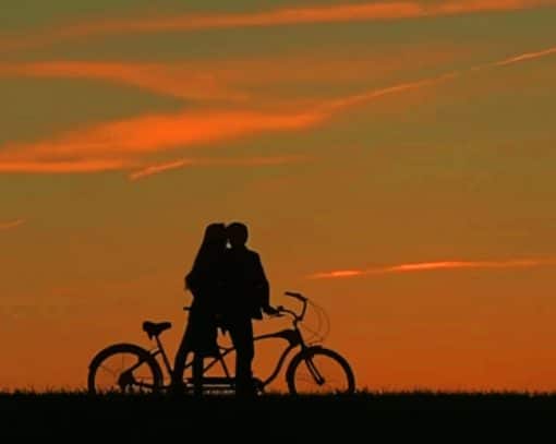 Roman tic Couple On Bicycle Paint by numbers