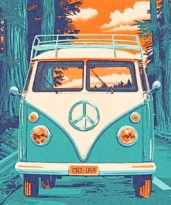 Vintage VW Bus paint by numbers