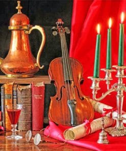 Violin And Candles Still Life paint by numbers