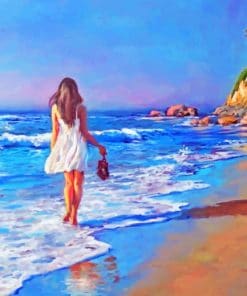 Walking Girl In Sea paint by numbers