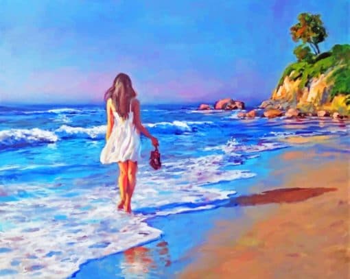 Walking Girl In Sea paint by numbers