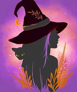 Witch And Cat paint by numbers