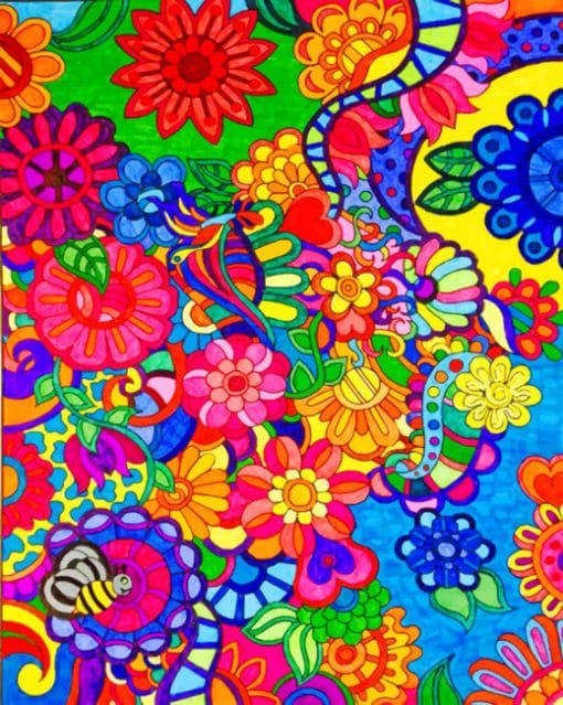 Abstact Colorful Flowers painting by numbers