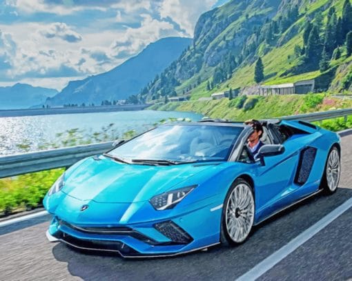 Blue Sport Car paint by numbers