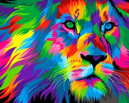 Colorful Lion paint by numbers