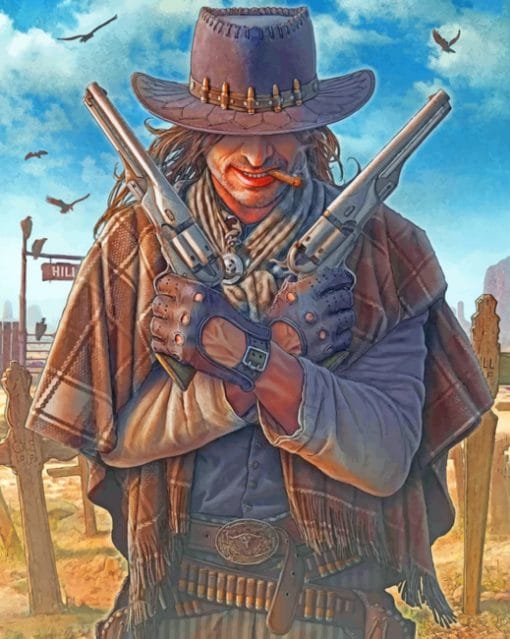 Gunslinger Fantasy Art paint by numbers