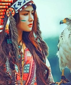 Native American Girl With Eagle paint by numbers