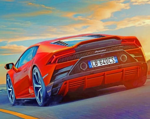 Red Lamborghini paint by numbers