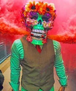 Skeleton With Red Smoke Bomb paint by numbers