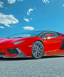 Red Lamborghini paint by numbers