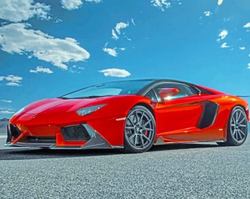 Red Lamborghini paint by numbers