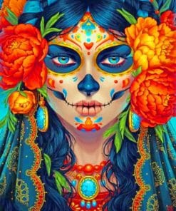 Skull Girl With Flowers paint by numbers