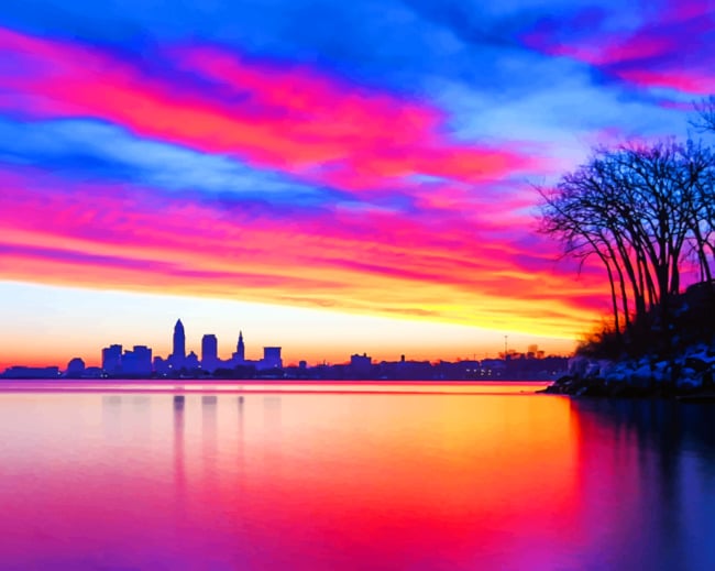 Sunset Landscape paint By Numbers