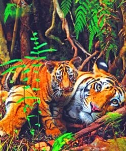 Tiger Mom And Cub paint by numbers