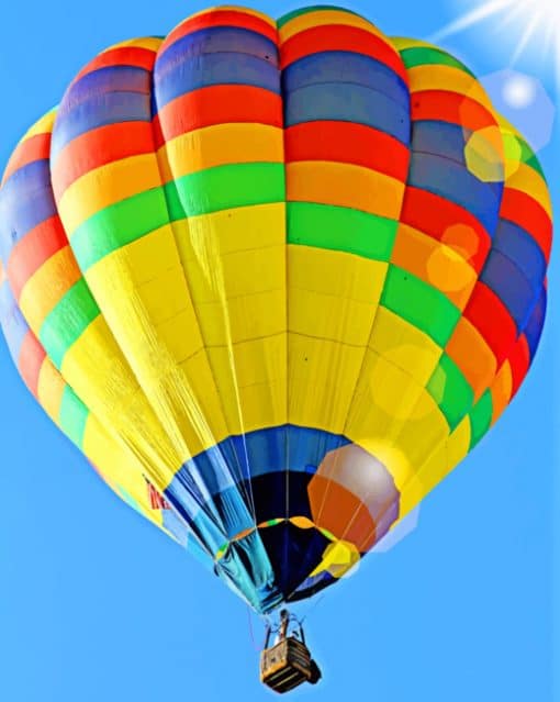 Yellow Blue Hot Air Balloon paint by numbers