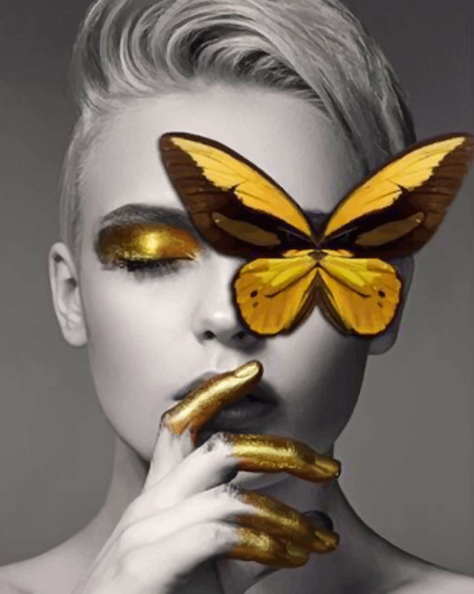 Aesthetic Butterfly Girl paint By Numbers