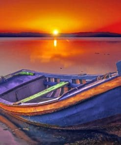 Beach Boat Sunset paint by numbers