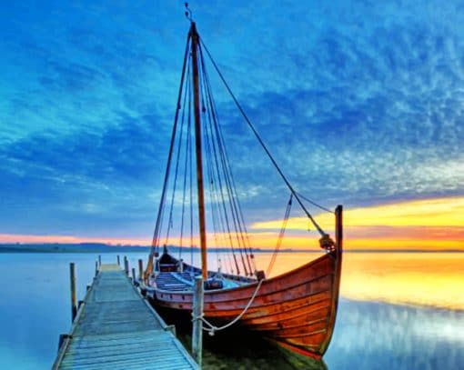 Boat With Jetty paint by numbers