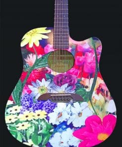 Floral Guitar paint by numbers