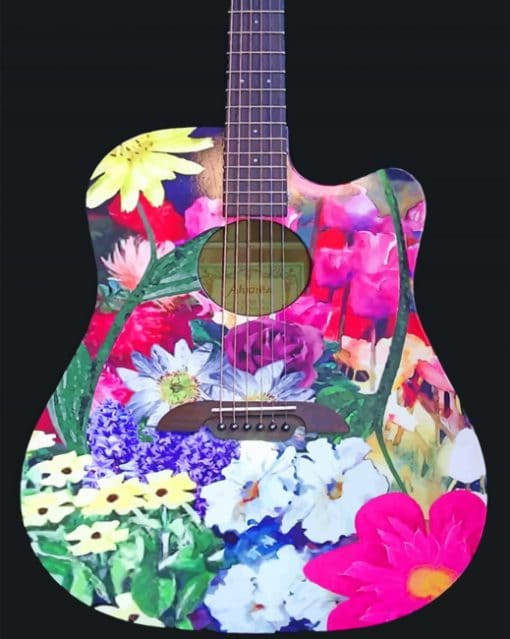 Floral Guitar paint by numbers