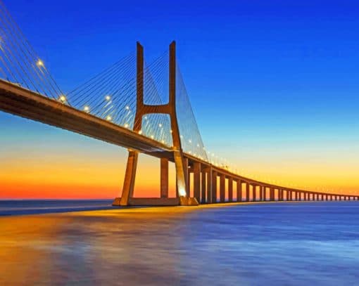 Vasco Da Gama Bridge Portugal paint by numbers